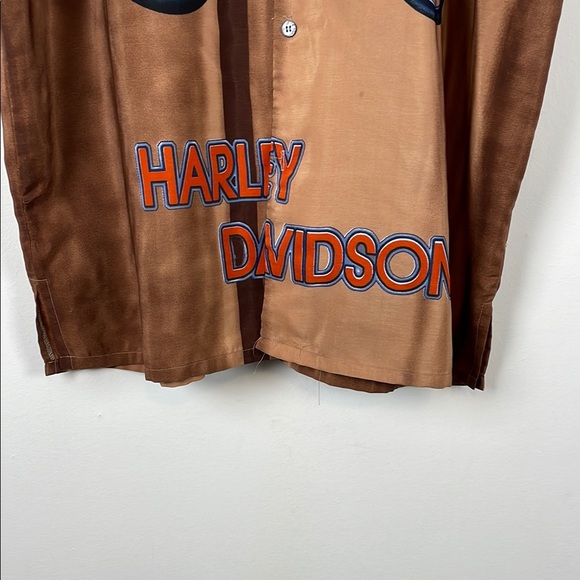 Platinum Silver Men's XL Short Sleeve Button Down Harley-Davidson Print on Shirt - Picture 2 of 8